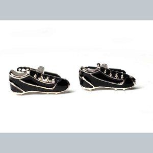 Football Cleats Cufflinks Shoes Sports Black Silver Men's